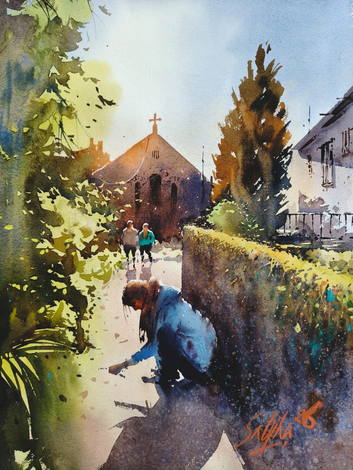 Cityscape watercolor study