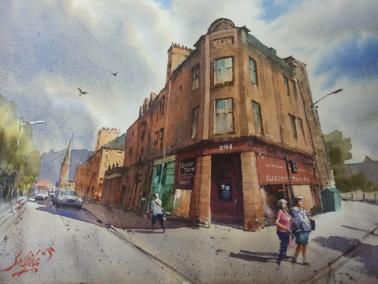 Loose watercolor cityscape by Satya Ojha